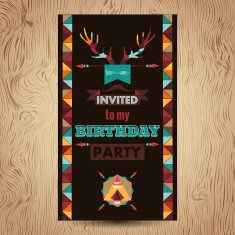 Happy birthday card invitation vintage retro background N4