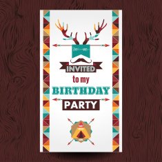 Happy birthday card invitation vintage retro background N7