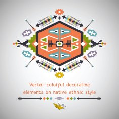 Vector colorful decorative element on native ethnic style N5