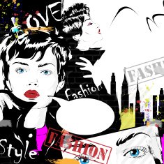 Fashion girl in sketch-style N77