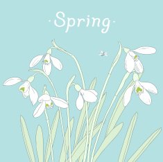 Snowdrops spring bouquet Hand-drawn vector illustration Card invitation template
