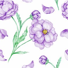 Seamless background with purple flowers