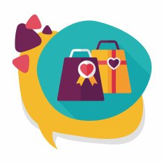 Valentine's Day shopping bag flat icon with long shadow eps10 N8