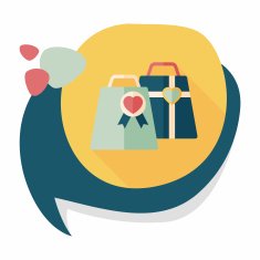 Valentine's Day shopping bag flat icon with long shadow eps10 N9