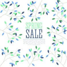 Sale poster with green and violet leaves
