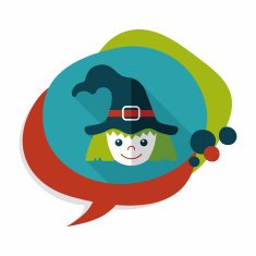 cute witch flat icon with long shadow eps10 N25