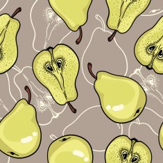 Pattern with ripe pears