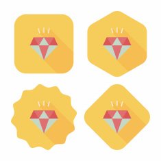 diamond flat icon with long shadow eps10 N11