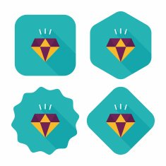 diamond flat icon with long shadow eps10 N14
