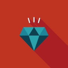 diamond flat icon with long shadow eps10 N18