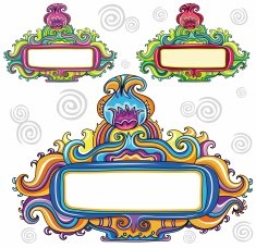 Colorful floral cards set
