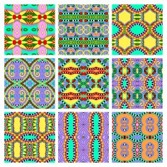 set of different seamless colored vintage geometric pattern tex N2