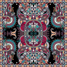 silk neck scarf or kerchief square pattern design in ukrainian N8