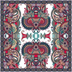 silk neck scarf or kerchief square pattern design in ukrainian N11