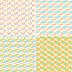 Set of four seamless mosaic pattern in retro style