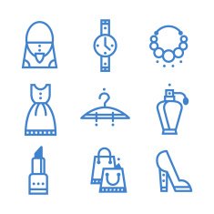 Icons set woman accessories N2