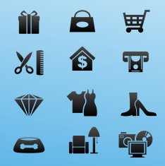 Blackstyle Icon Set Shopping & Consuming