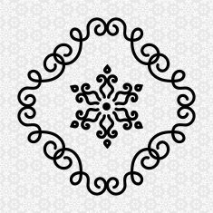 Elegant Flourish Twirl Frame and Flower in Line Design on