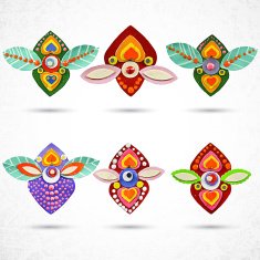 Flower orchid Vector eps 10 Set of front face bloom N2