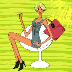 beautiful fashion model with short blond hair
