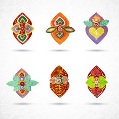 Set of flat front flowers face N3