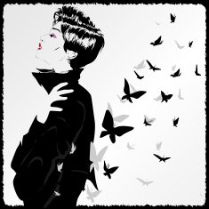 Fashion girl in sketch-style N86