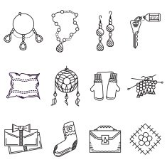 Black line icons vector collection for handmade items