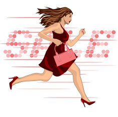 woman run to sale