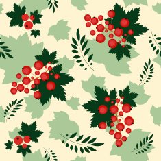Seamless Vector Background Pattern with Red Currant Berries