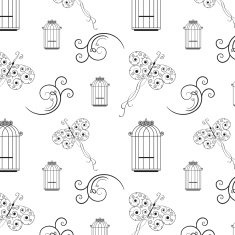 Seamless black and white pattern from tree branches