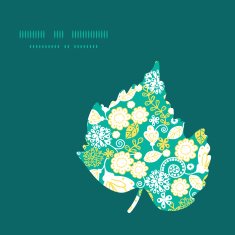Vector emerald flowerals leaf silhouette pattern frame