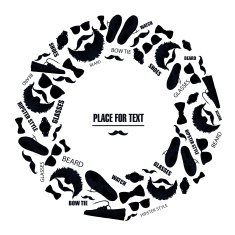 Round frame of stylish hipster things Black and white