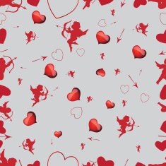 pattern with cupids and hearts