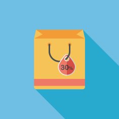 shopping paper bag flat icon with long shadow eps10 N14