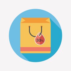 shopping paper bag flat icon with long shadow eps10 N17