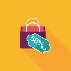 shopping paper bag flat icon with long shadow eps10 N21