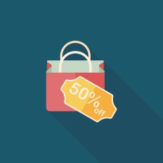 shopping paper bag flat icon with long shadow eps10 N22