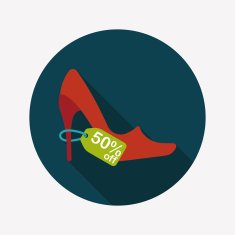 shopping high-heeled shoes flat icon with long shadow eps10 N5