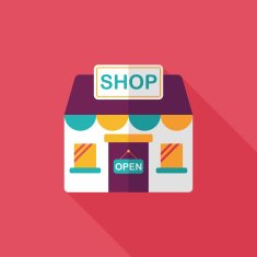 shopping store flat icon with long shadow eps10 N37