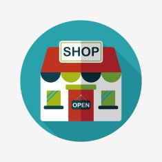 shopping store flat icon with long shadow eps10 N38