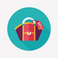 shopping bag flat icon with long shadow eps10 N6