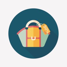 shopping bag flat icon with long shadow eps10 N7