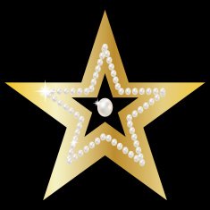 Gold star with huge precious pearls N2