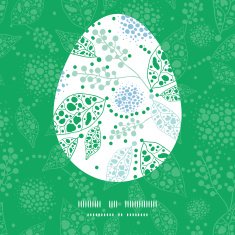 Vector abstract blue and green leaves Easter egg sillhouette frame N3