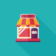 shopping store flat icon with long shadow eps10 N50