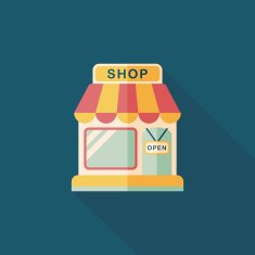 shopping store flat icon with long shadow eps10 N51