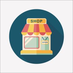 shopping store flat icon with long shadow eps10 N55