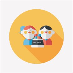 Valentine Shopping flat icon with long shadow eps10 N16