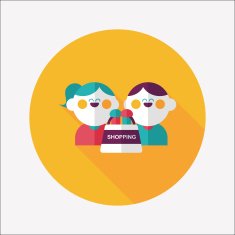 Valentine Shopping flat icon with long shadow eps10 N17