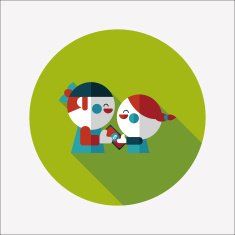 Valentine Shopping flat icon with long shadow eps10 N22